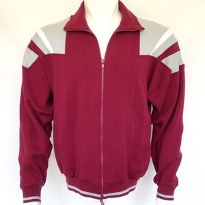 Burgundy Vintage Retro CHRISTIAN DIOR Zip Cardigan